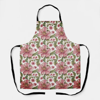 Pink Flowers Pattern Apron
