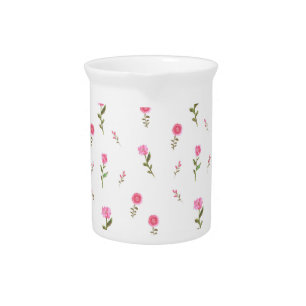 pink flowers pattern beverage pitcher