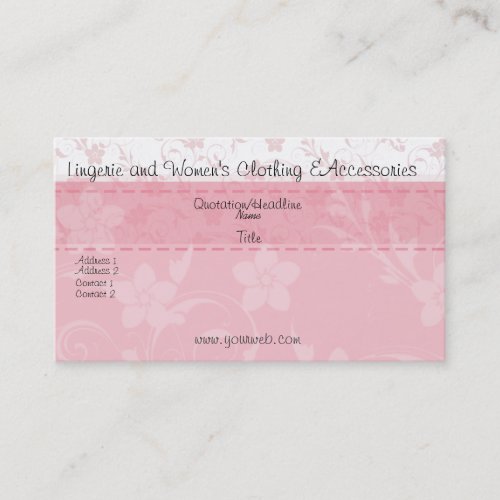 Cute Feminine Handmade Fashion Business Card Template