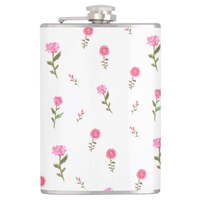 pink flowers pattern flask (Front)