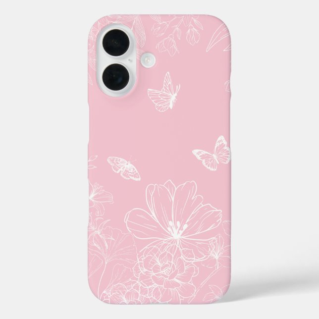 Pink Flowers Pattern, Floral, Pattern, Minimalist Case-Mate iPhone Case (Back)