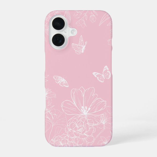 Pink Flowers Pattern, Floral, Pattern, Minimalist Iphone Case (Back)