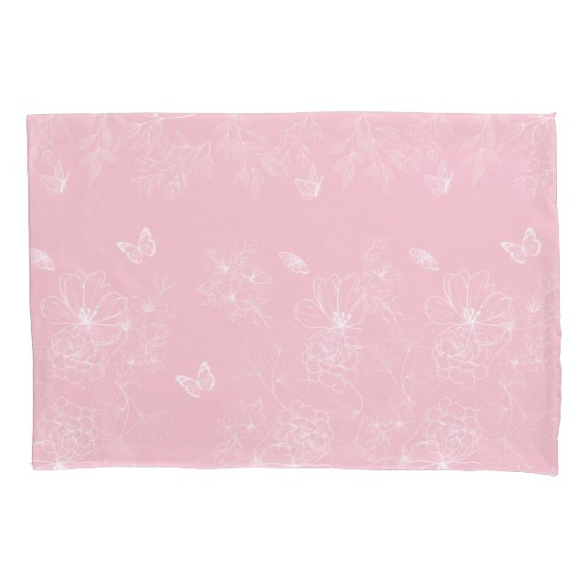 Pink Flowers Pattern, Floral, Pattern, Minimalist Pillow Case (Front)