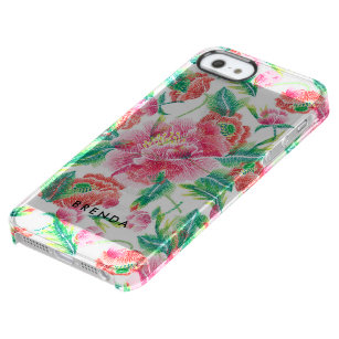 Pink Flowers Pattern Monogram 2 Clear iPhone SE/5/5s Case