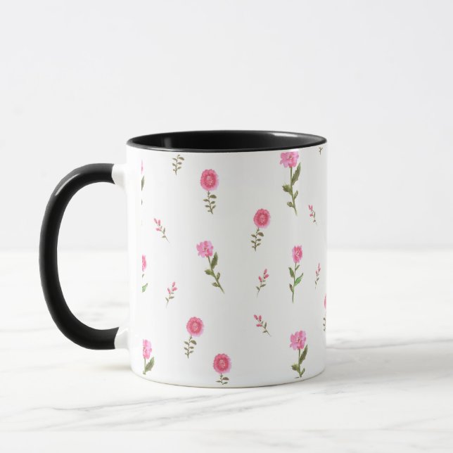pink flowers pattern mug (Left)