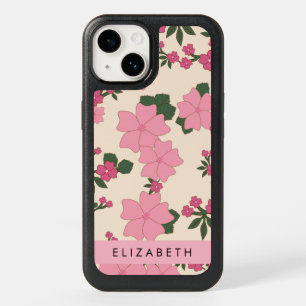 Pink Flowers, Pattern Of Flowers, Your Name OtterBox iPhone 14 Case