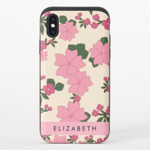 Pink Flowers, Pattern Of Flowers, Your Name iPhone X Slider Case
