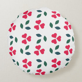 Pink Flowers Pattern Round Pillow