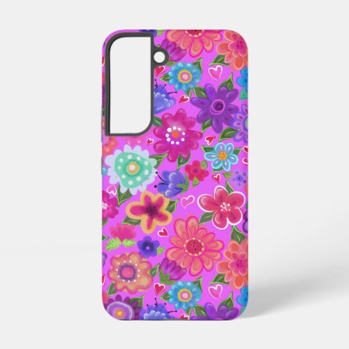 Pink Flowers Pattern Samsung Galaxy S22 Case