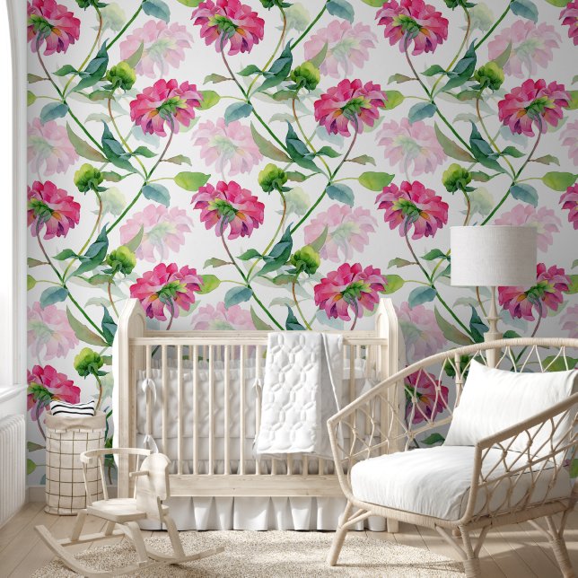 Pink flowers pattern wallpaper  (Kids)