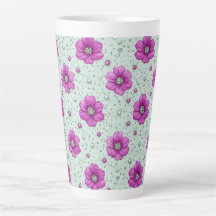 Pink Flowers Pattern With Droplets