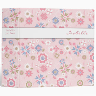 Pink Flowers Patterned Binder