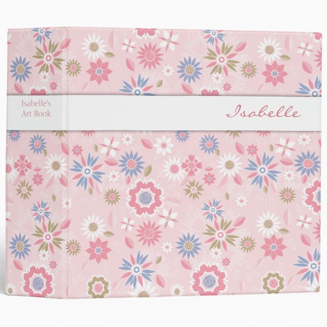 Pink Flowers Patterned Binder (Front/Spine)
