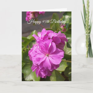 Pink Flowers Personalised 95th Birthday Card