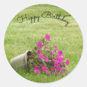 Pink Flowers *personalize* Classic Round Sticker