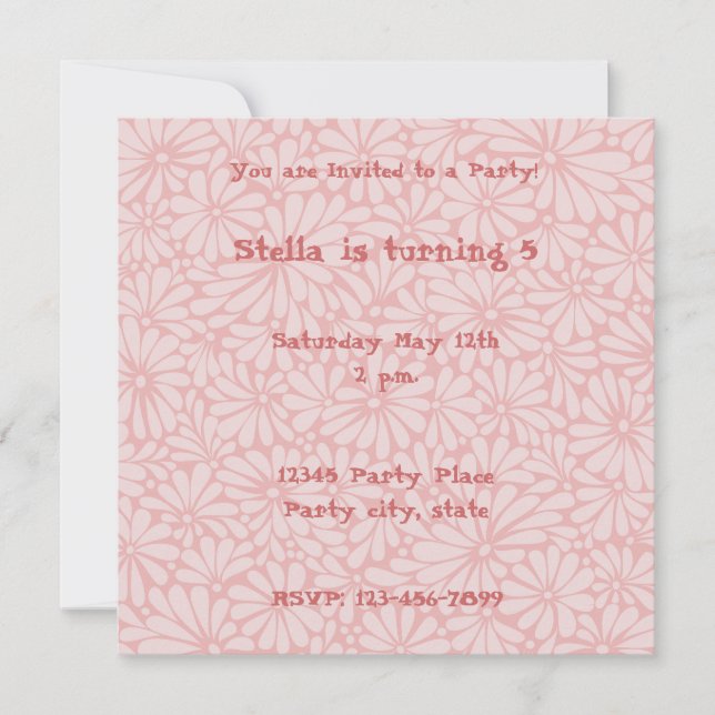 Pink Flowers Personalized Invitation (Front)