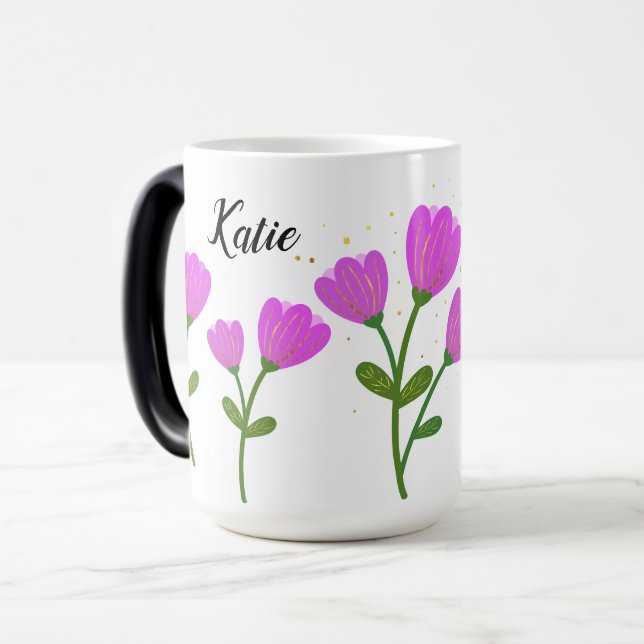 Pink Flowers Personalized Mug (Front Left)