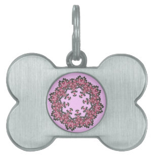 Pink Flowers Pet Tag
