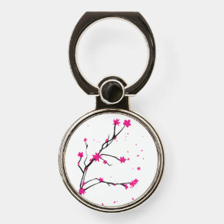 Pink flowers phone ring stand