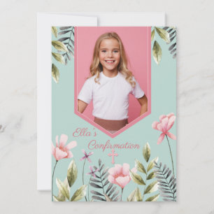 Pink Flowers Photo Confirmation Invitation