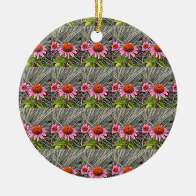Pink Flowers Photo Ornament (Front)