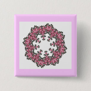 Pink Flowers Pinback Button