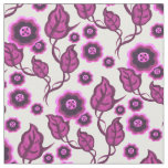 Pink flowers/pink leaves/Folk art floral Fabric