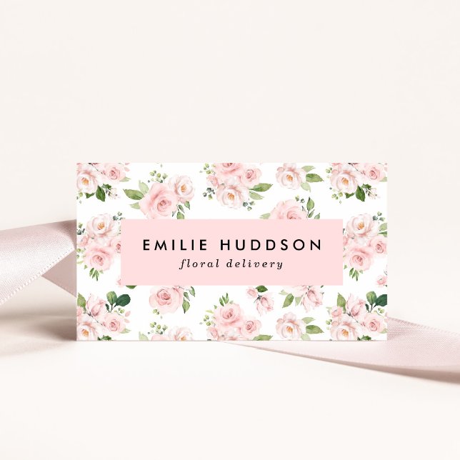 Pink Flowers, Pink Roses, Floristry, Flower Shop Business Card (Creator Uploaded)