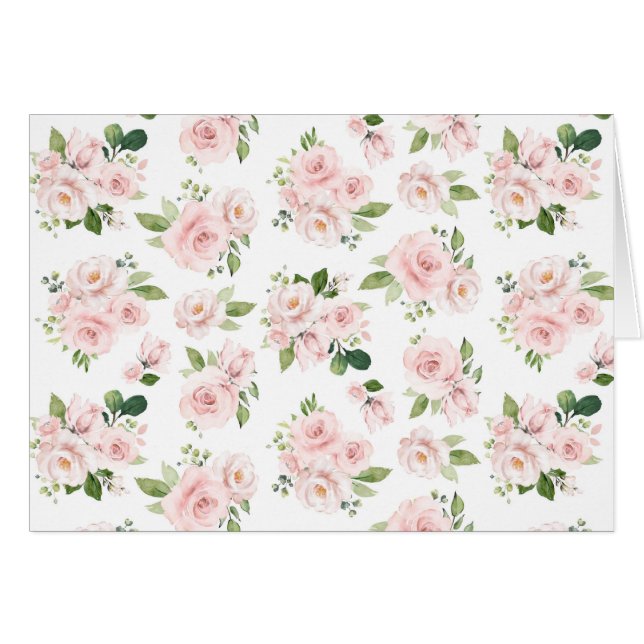 Pink Flowers, Pink Roses, Watercolor Flowers (Front Horizontal)