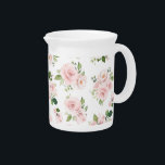 Pink Flowers, Pink Roses, Watercolor Flowers Beverage Pitcher<br><div class="desc">Elegant, stylish and sophisticated pattern with pink watercolor flowers. Modern and trendy gift, perfect for the floral design lover in your life.</div>