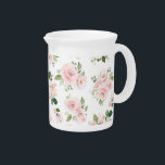 Pink Flowers, Pink Roses, Watercolor Flowers Beverage Pitcher<br><div class="desc">Elegant,  stylish and sophisticated pattern with pink watercolor flowers. Modern and trendy gift,  perfect for the floral design lover in your life.</div>