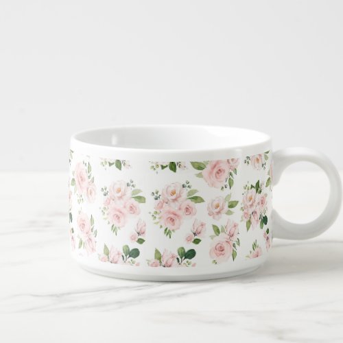 Pink Flowers Pink Roses Watercolor Flowers Bowl