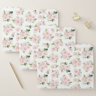 Pink Flowers, Pink Roses, Watercolor Flowers File Folder
