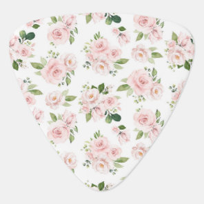 Pink Flowers, Pink Roses, Watercolor Flowers Guitar Pick