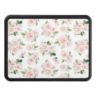 Pink Flowers, Pink Roses, Watercolor Flowers Hitch Cover