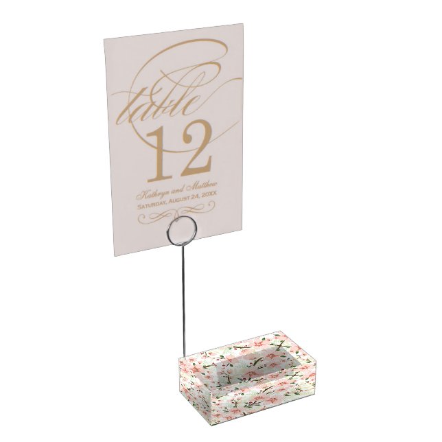 Pink flowers place card holder (Corner)