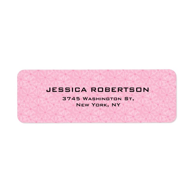 Pink Flowers Plain Elegant Modern Trendy Label (Front)