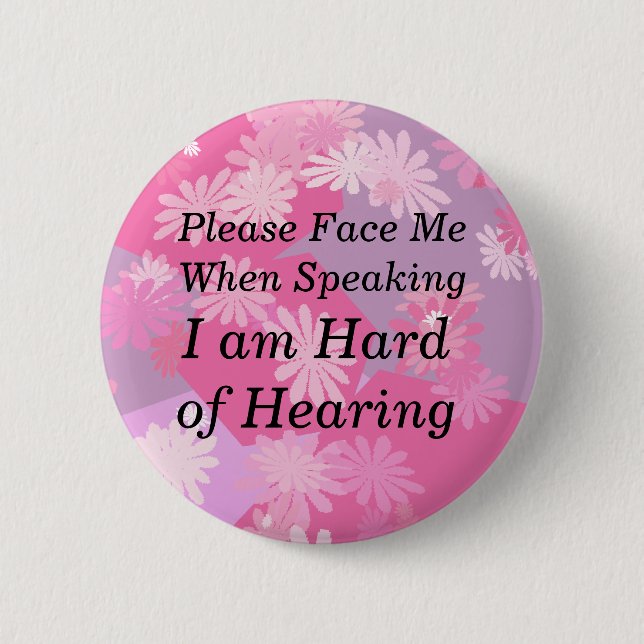 Pink Flowers Please Face Me Button (Front)