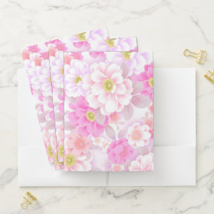 Pink Flowers Pocket Folder