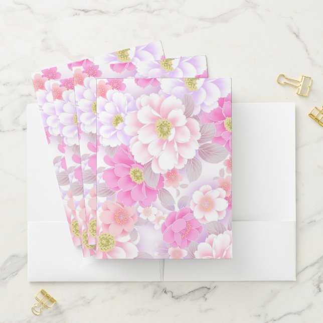 Pink Flowers Pocket Folder (In Situ)