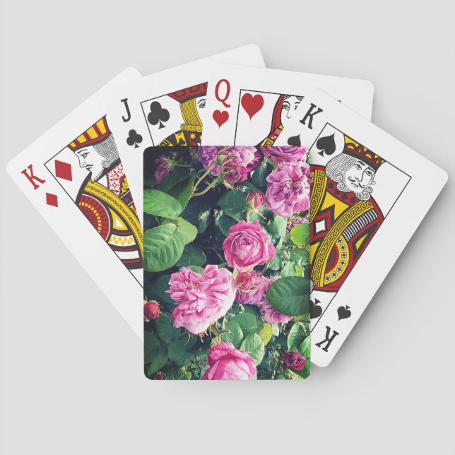 Pink flowers poker cards (Back)