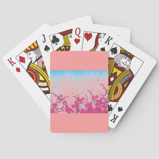 Pink Flowers Poker Cards (Back)