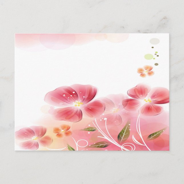 Pink Flowers Postcard (Front)