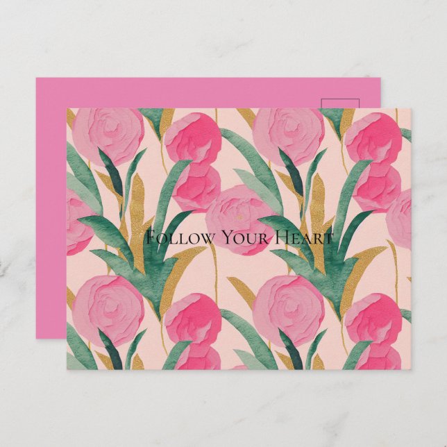 Pink Flowers Postcard (Front/Back)