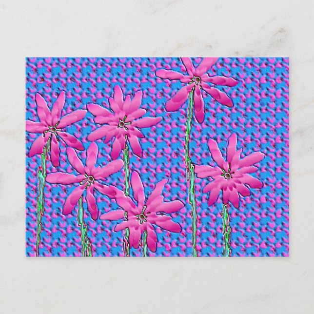 Pink Flowers Postcard (Front)