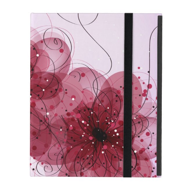 Pink Flowers Powis iCase iPad Case with Kickstand (Front Closed)