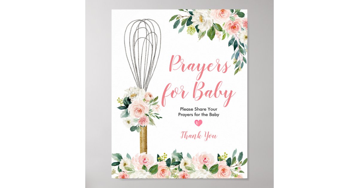 Pink Flowers Prayers for Baby Greenery Floral Poster Zazzle