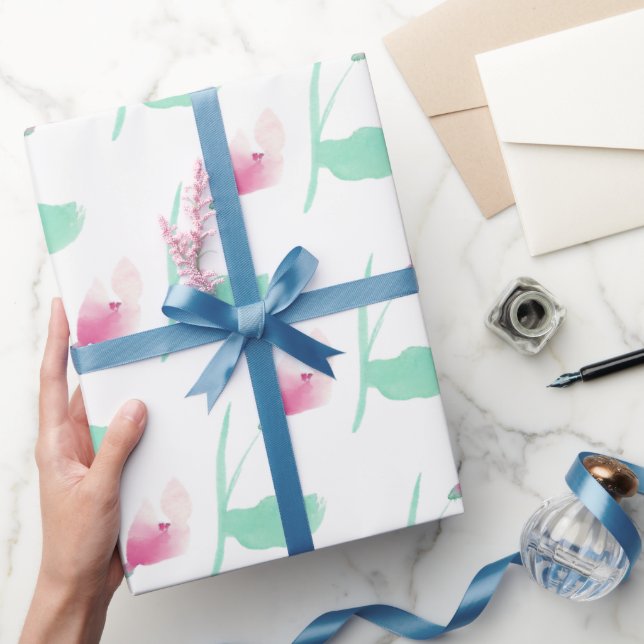 Pink Flowers Pretty Abstract Wrapping Paper (Gifting)