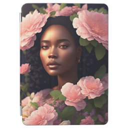 Pink Flowers Pretty Black Woman iPad Smart Cover