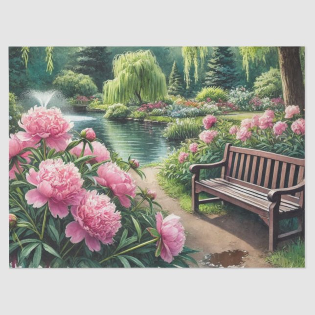 Pink Flowers Pretty Peonies Tissue Paper (Front)